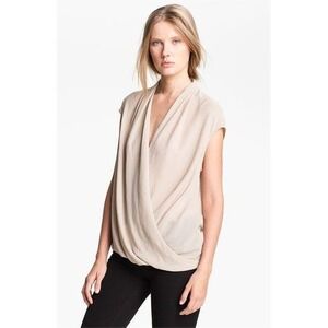 Helmut Lang top shroud twist designer layering light gray EUC LG jeans blouse